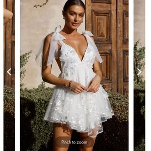 Chantilly Tied Shoulder Mini Dress White from Selfie Leslie